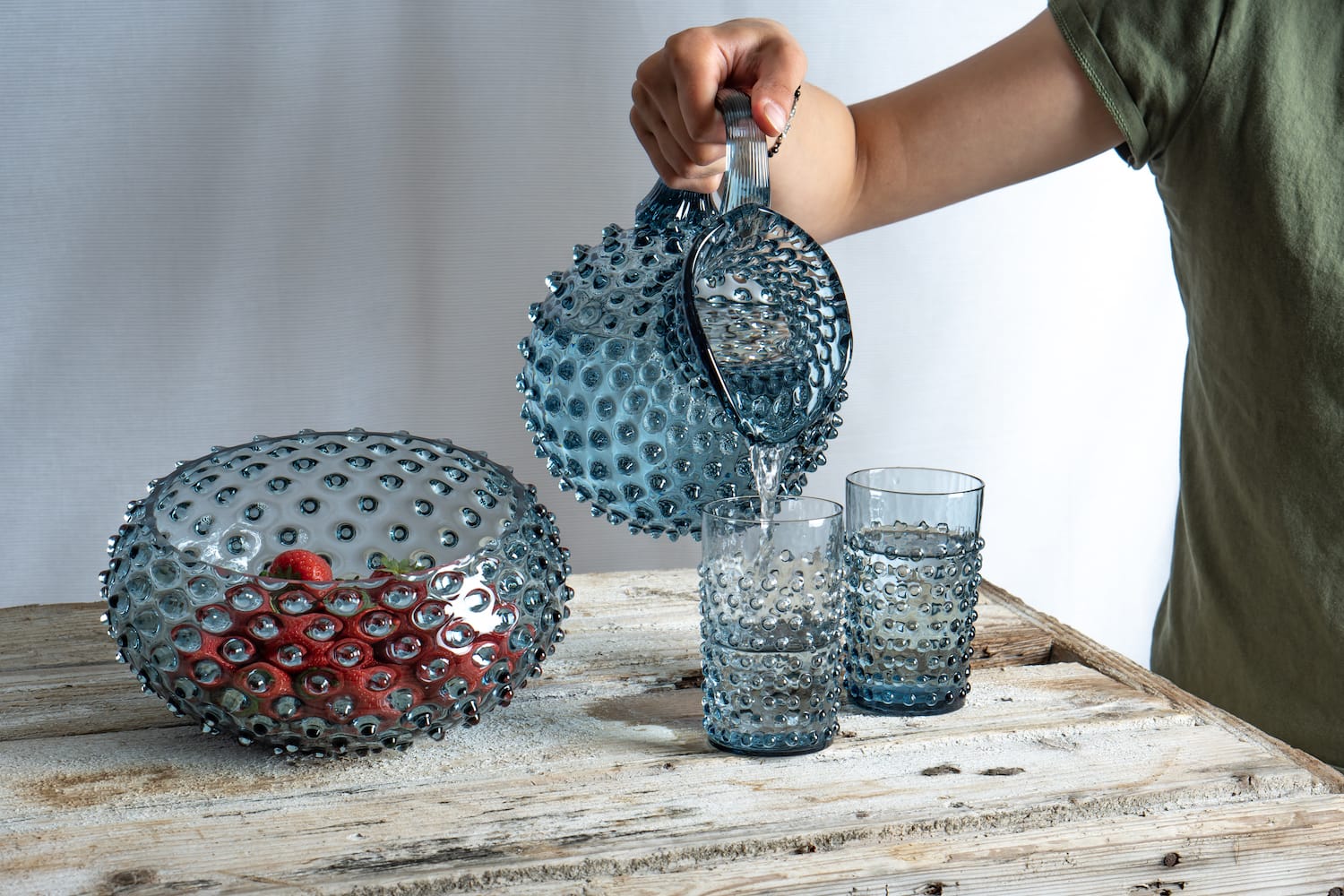 Klimchi <br>Misty Blue Hobnail Tumblers (set of 2) - Image 3