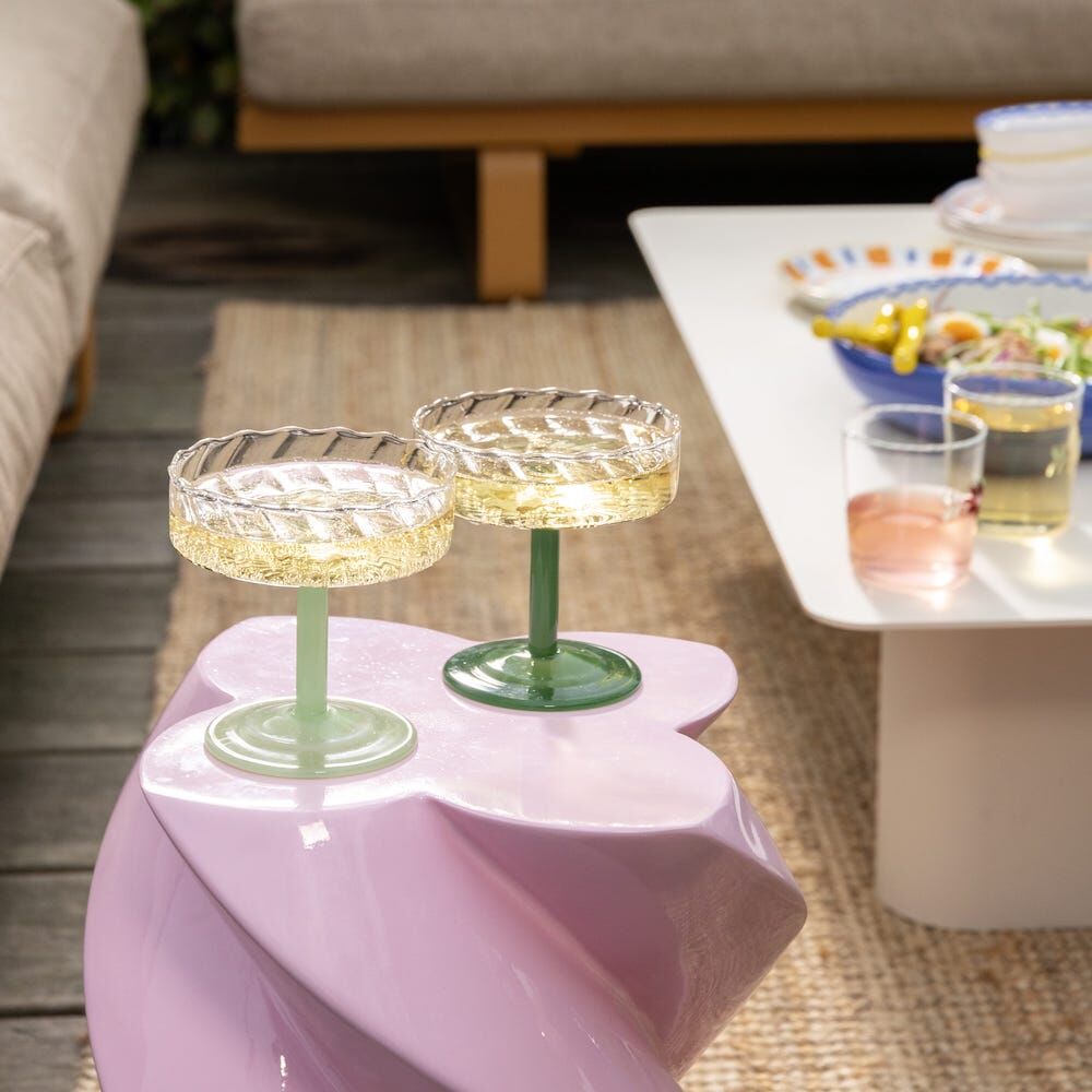 &Klevering <br>Coupe Twirl Glass Green - Set of 2 - Image 3