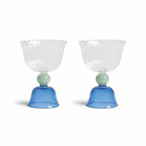 &Klevering <br>Tulip Glass Blue - Set of 2