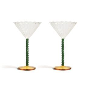 &Klevering <br>Coupe Perle Glass Green - Set of 2