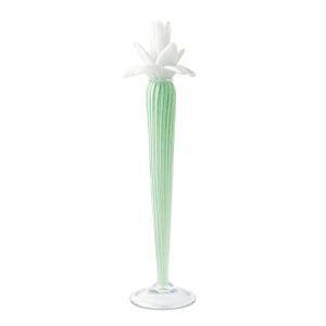 Abhika <br> Dax Flower Candle Holder Green/ White (L)